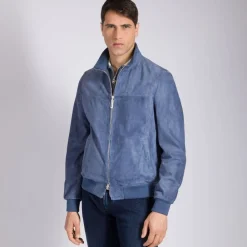Clearance Suede And Crocodile Leather Blouson Mens Outerwear