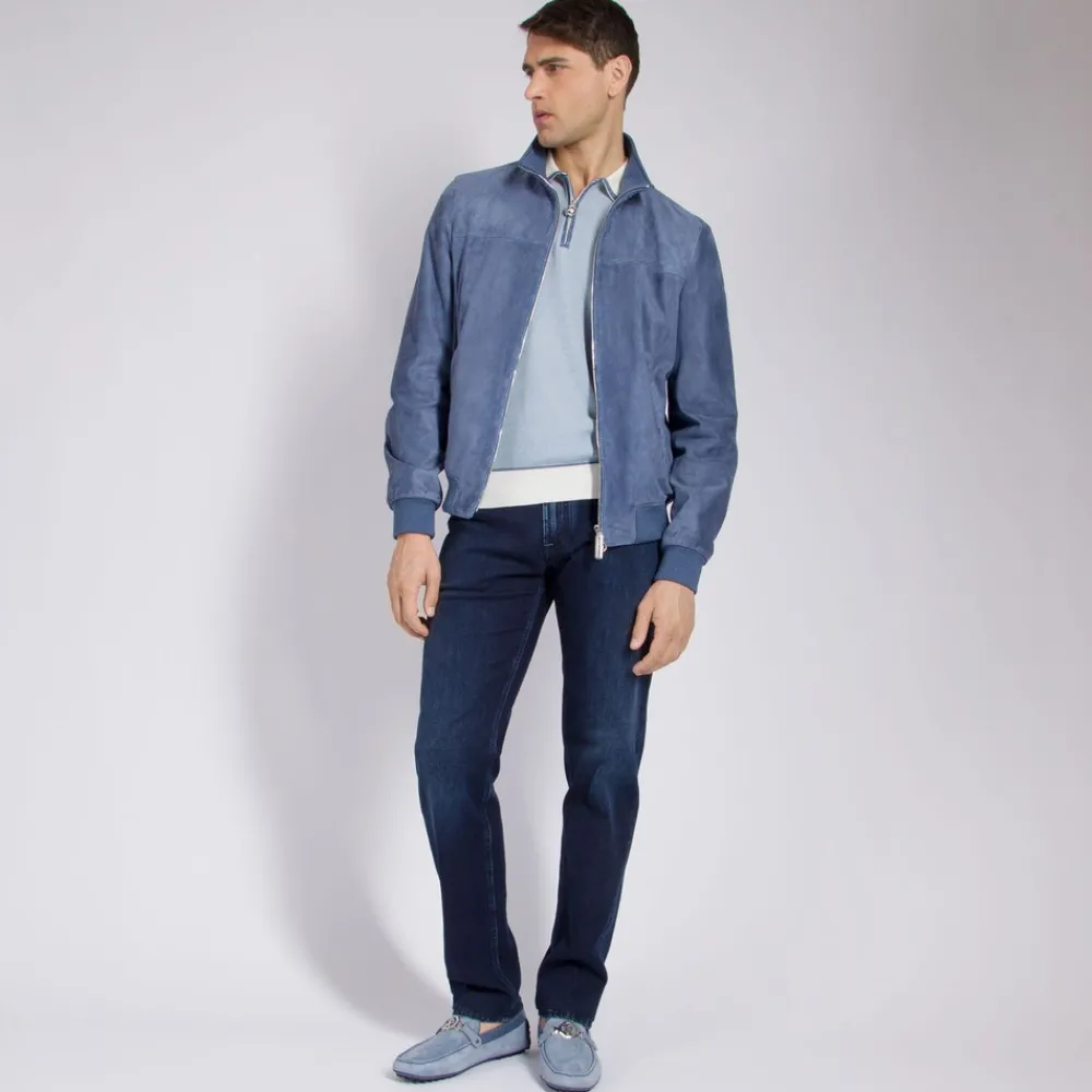 Clearance Suede And Crocodile Leather Blouson Mens Outerwear