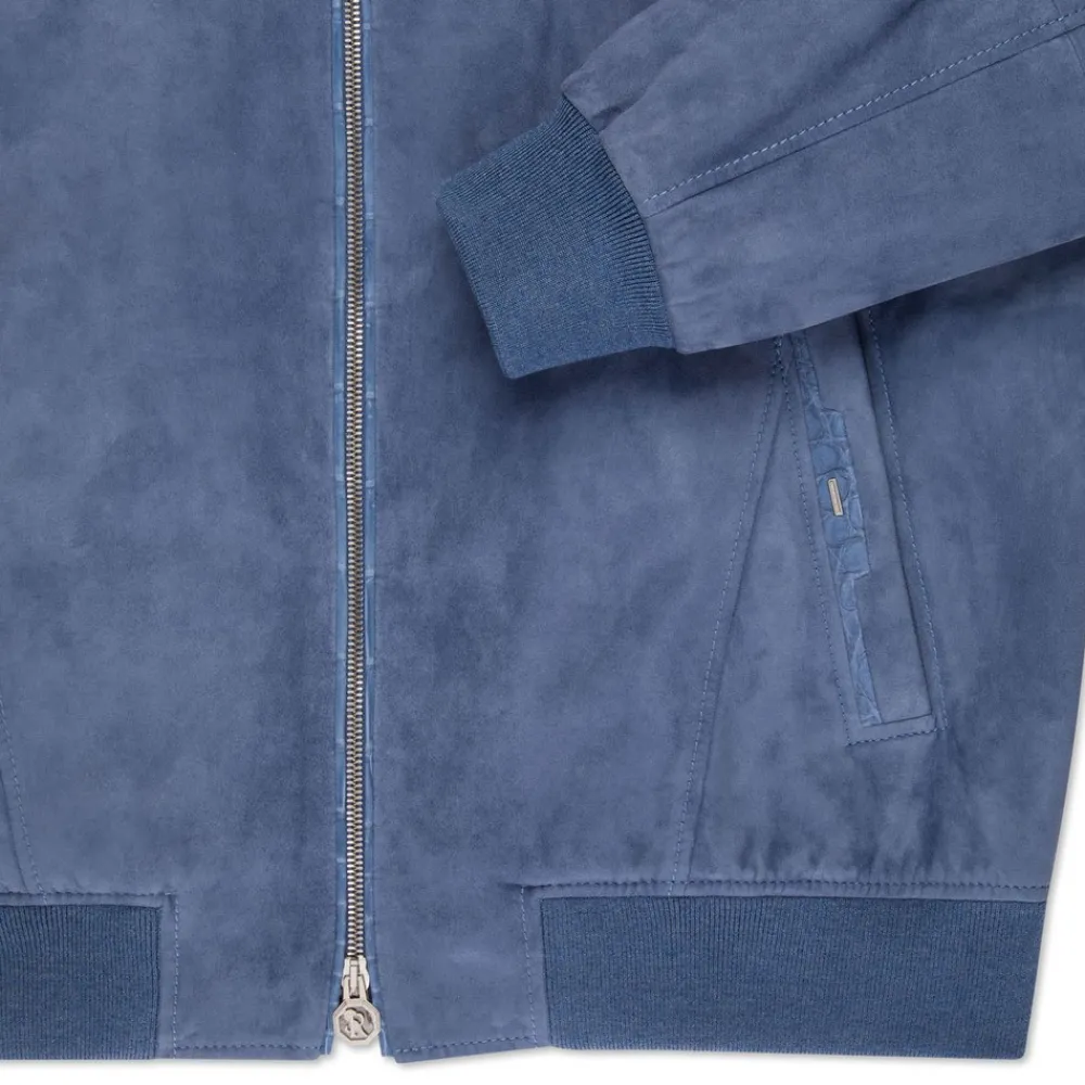Clearance Suede And Crocodile Leather Blouson Mens Outerwear