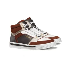 Fashion Suede, Calfskin And Crocodile Leather High Top Sneakers Boots