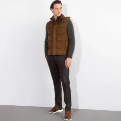 Shop Suede Hooded Gilet Mens Last Sizes