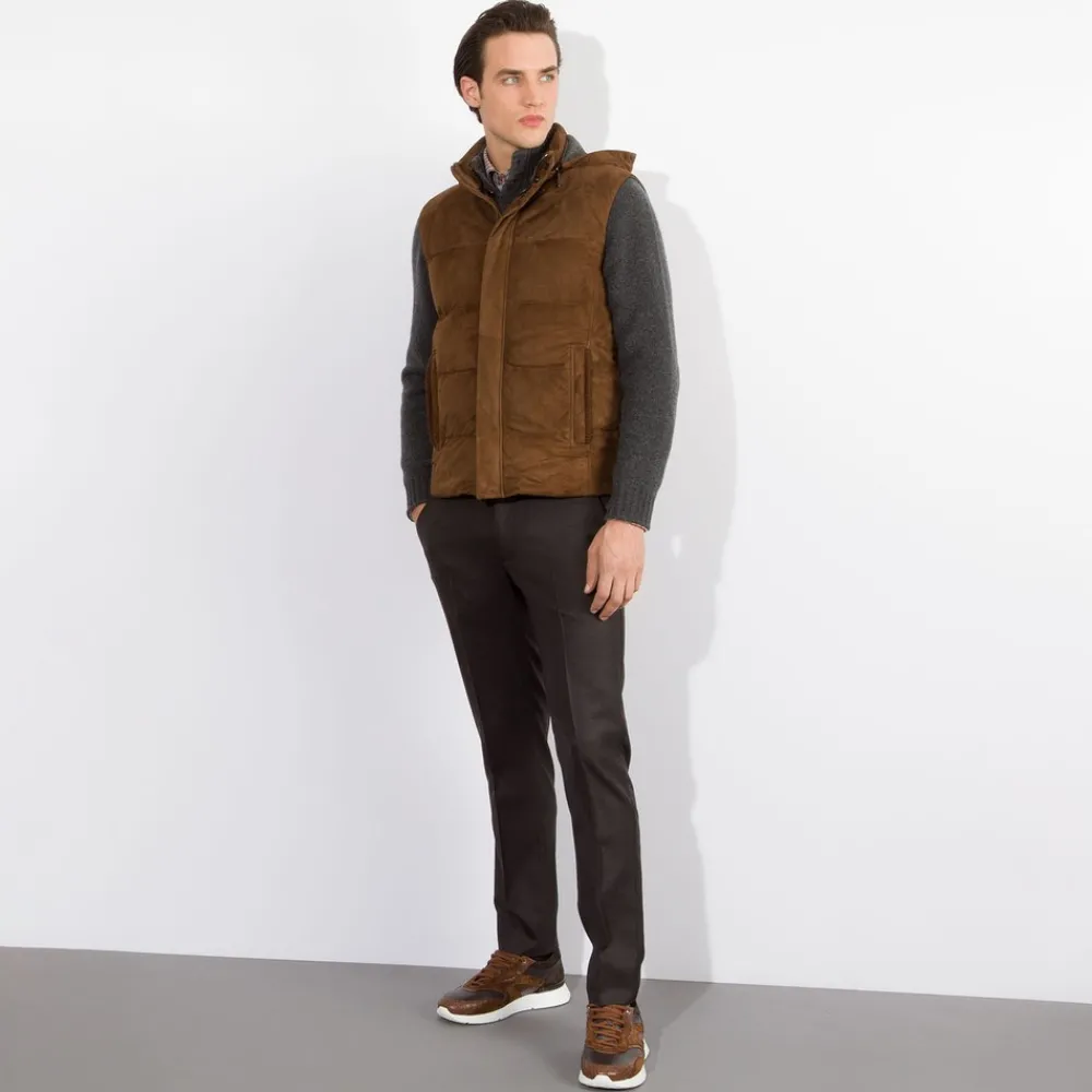 Shop Suede Hooded Gilet Mens Last Sizes