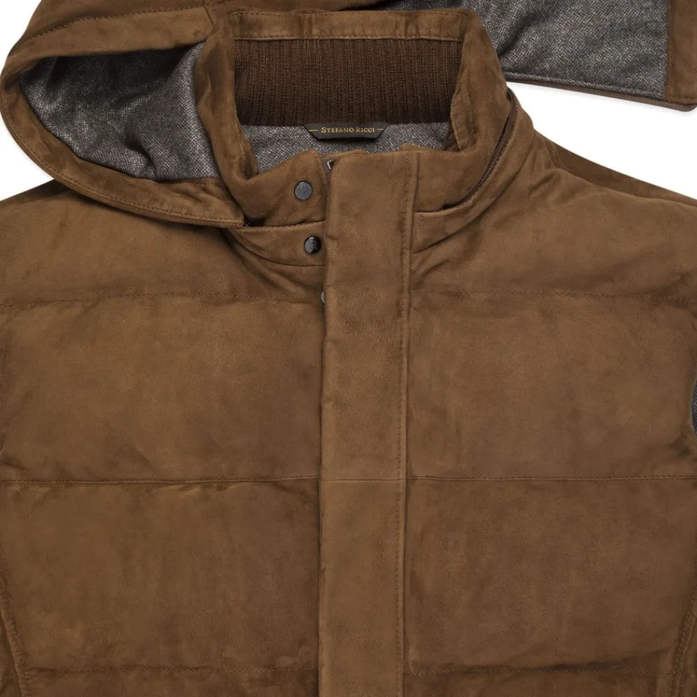 Shop Suede Hooded Gilet Mens Last Sizes