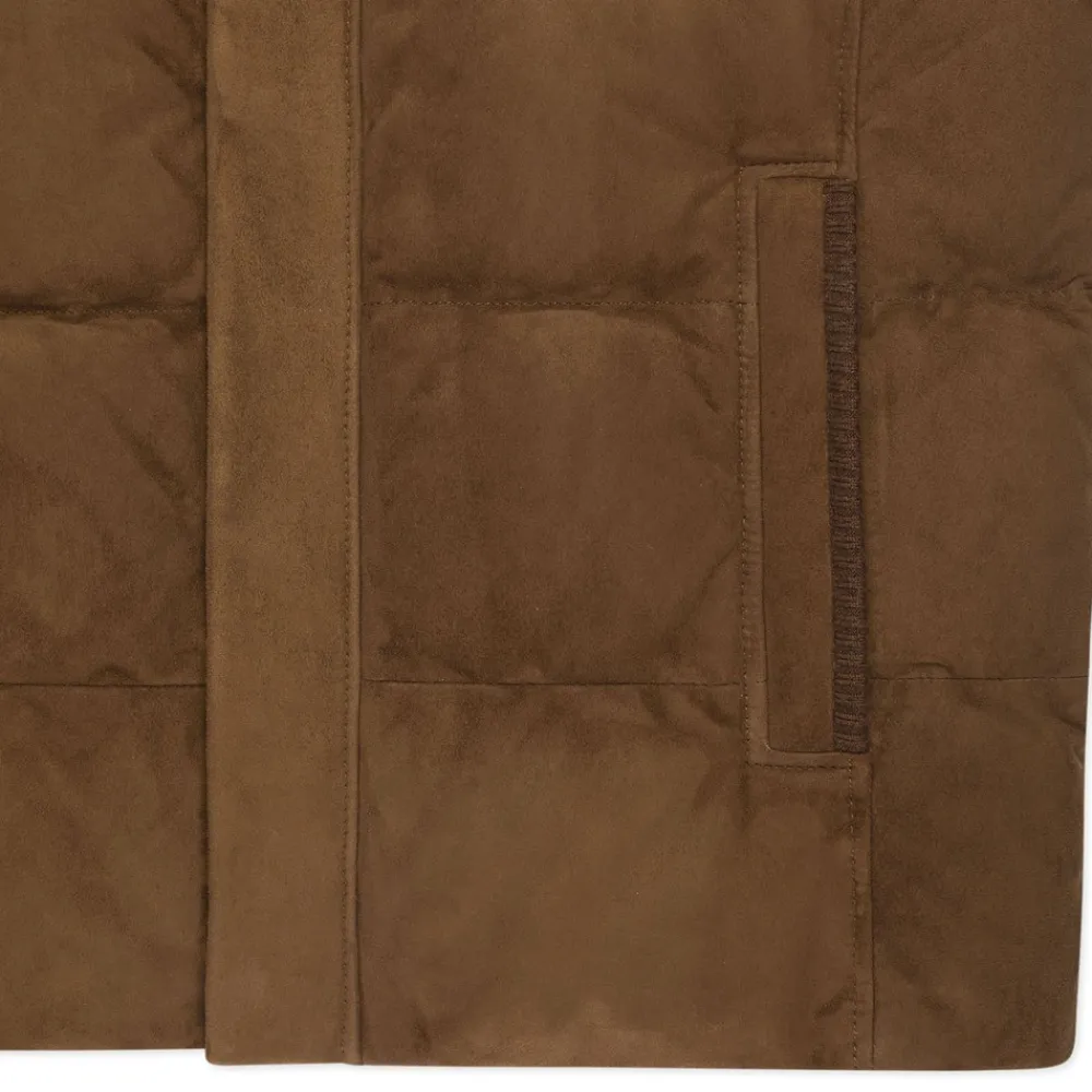 Shop Suede Hooded Gilet Mens Last Sizes