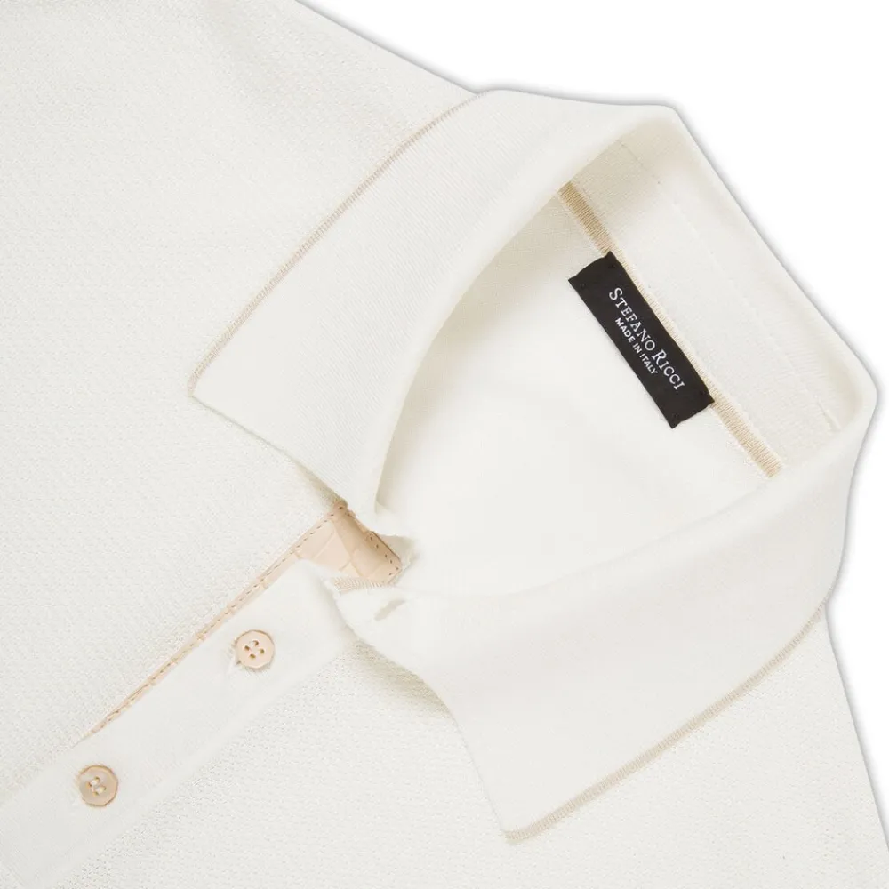 Outlet Three Button Polo With Crocodile Leather Inserts Mens Last Sizes
