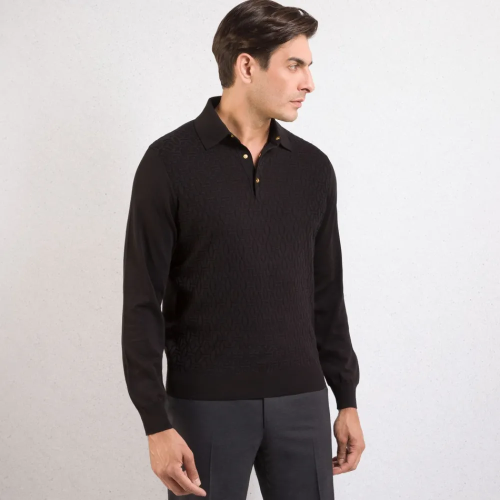Clearance Three-Button Polo Shirt Mens Knitwear