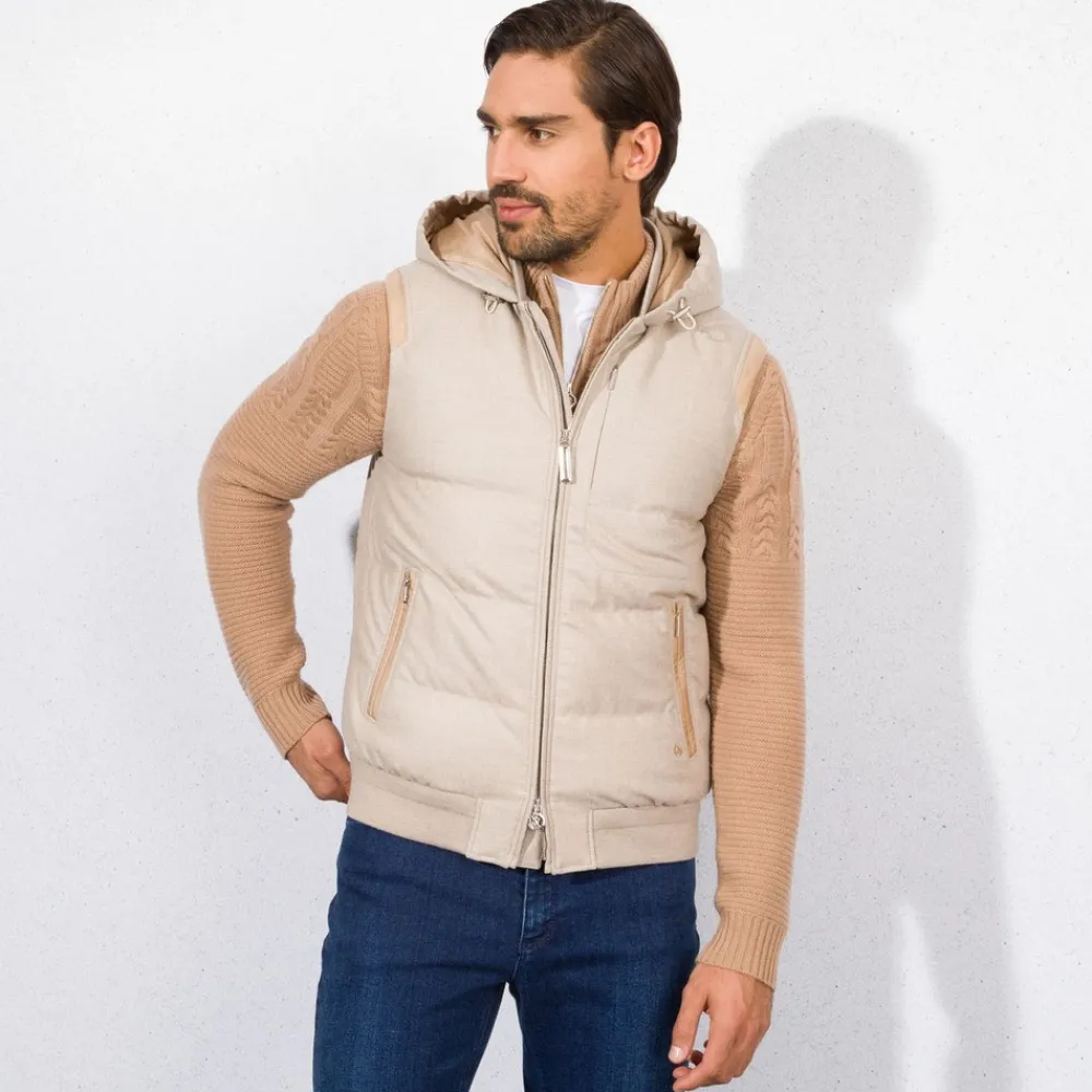 Best Wool And Cashmere Hooded Gilet Mens Outerwear