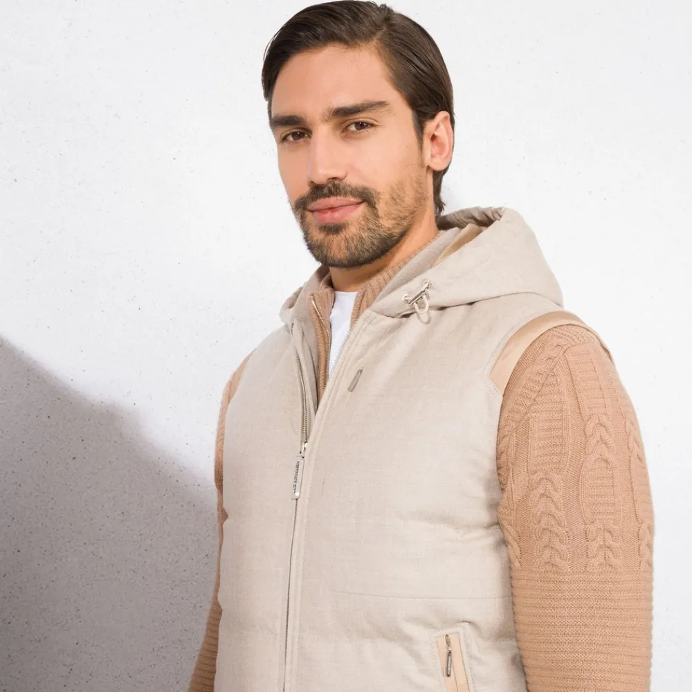 Best Wool And Cashmere Hooded Gilet Mens Outerwear