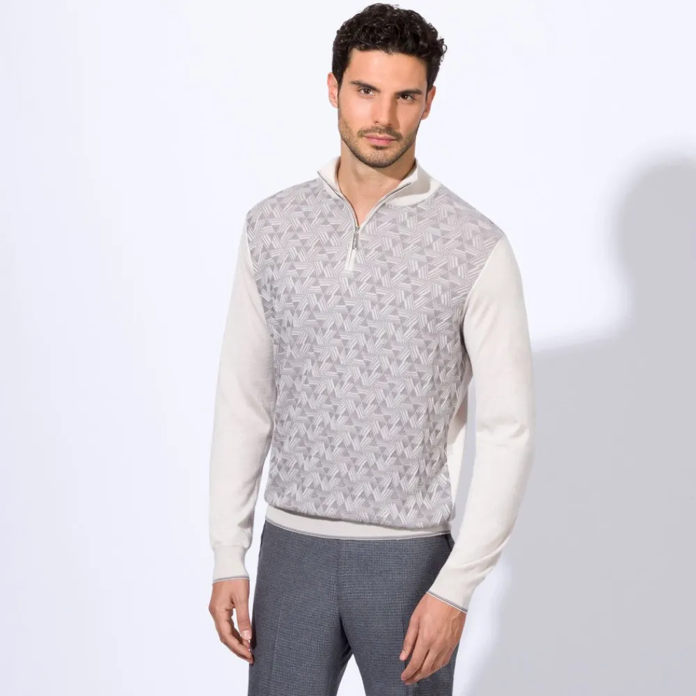 Fashion Zip Mockneck Sweater Mens Knitwear