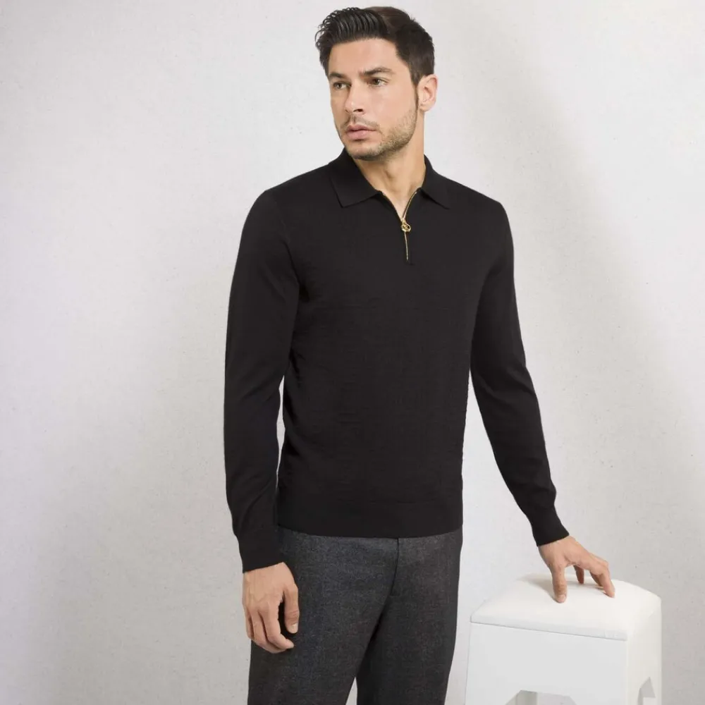 Shop Zip Polo Shirt Mens Knitwear