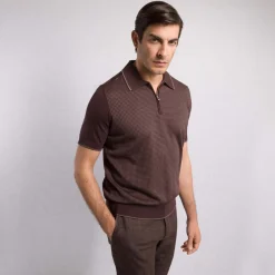 Clearance Zip Polo Shirt Mens Knitwear