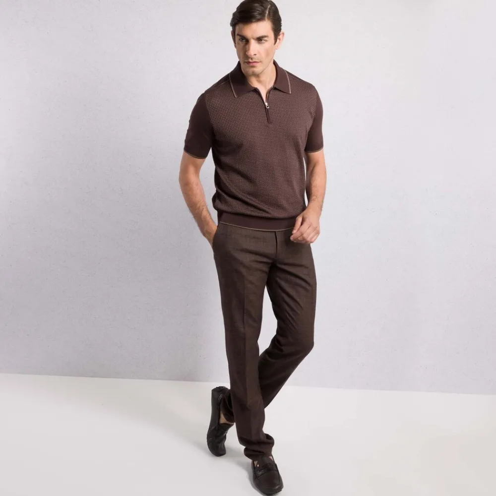 Clearance Zip Polo Shirt Mens Knitwear