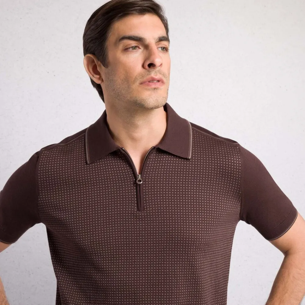 Clearance Zip Polo Shirt Mens Knitwear