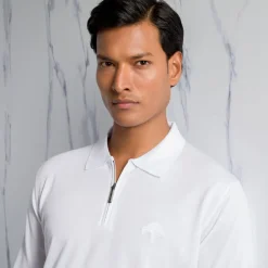Fashion Zip Polo Shirt Mens Knitwear