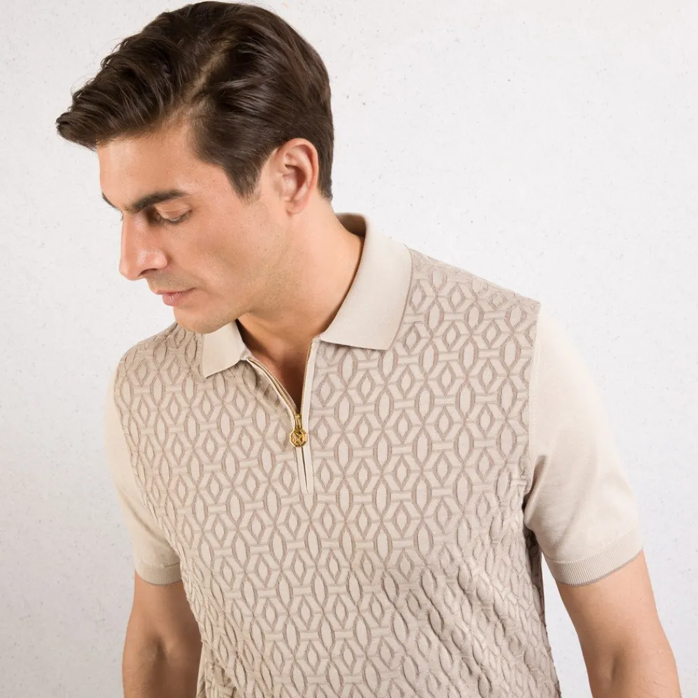 Outlet Zip Polo Shirt Mens Knitwear