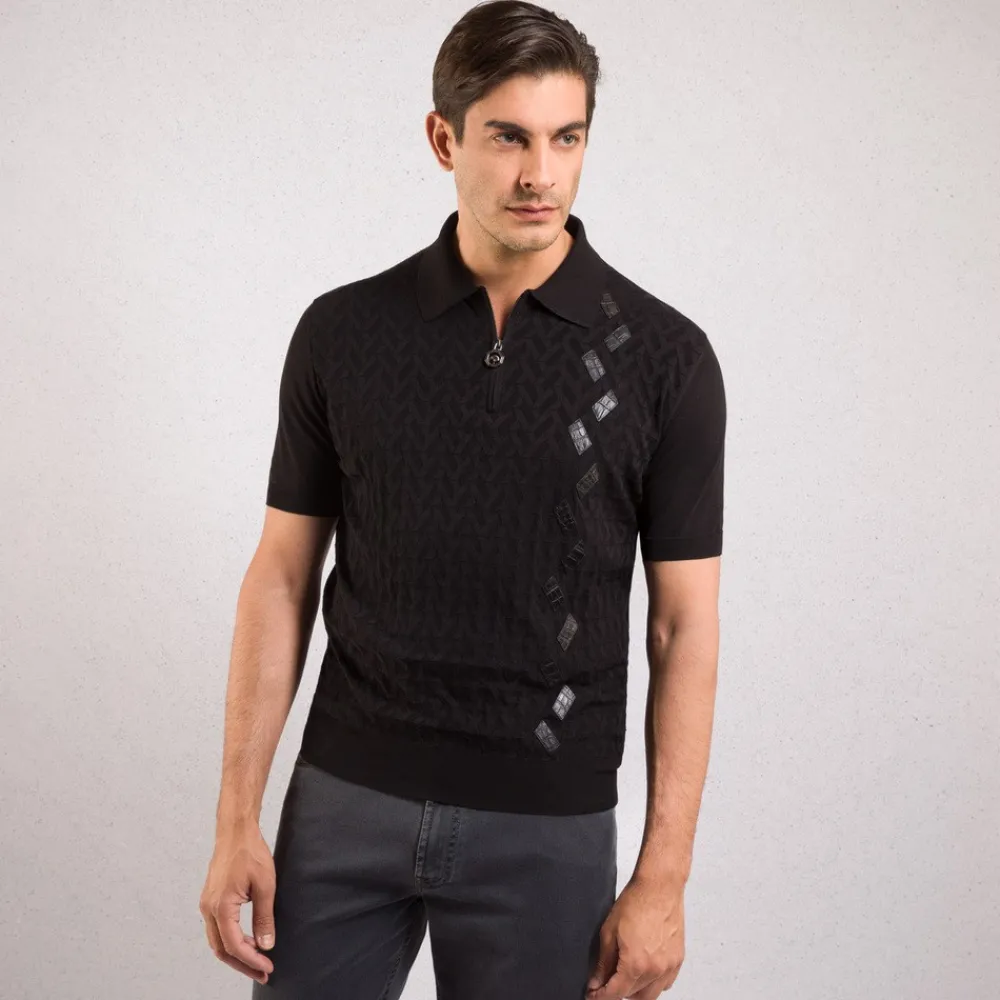 Shop Zip Polo Shirt Mens Knitwear