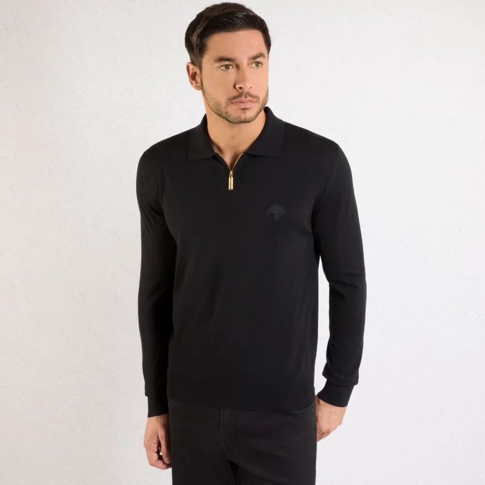 Outlet Zip Polo Shirt Mens Knitwear