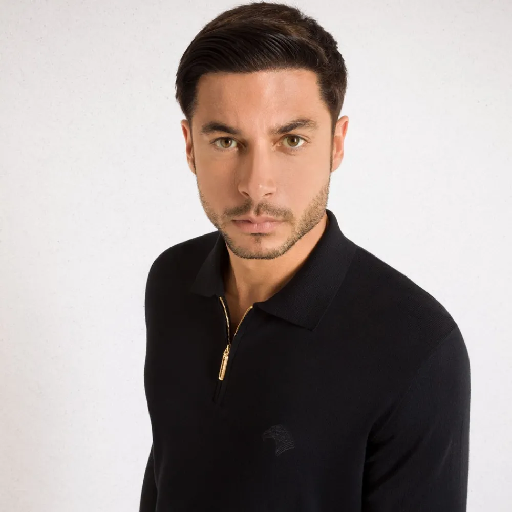 Outlet Zip Polo Shirt Mens Knitwear
