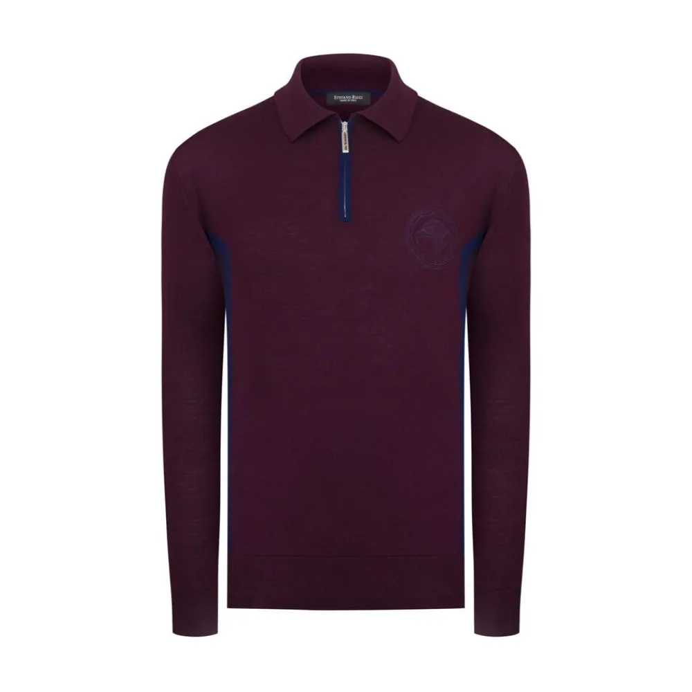 Best Sale Zip Polo With Eagle Head Mens Knitwear