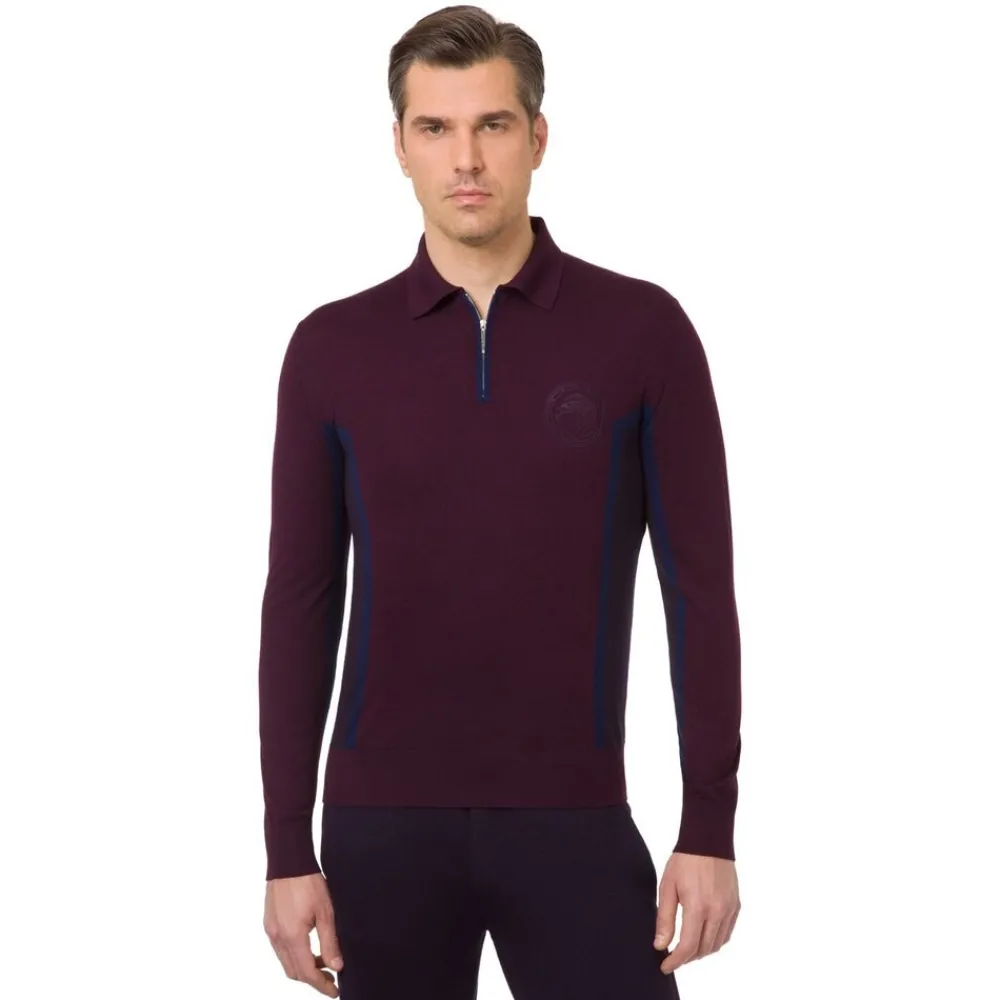 Best Sale Zip Polo With Eagle Head Mens Knitwear